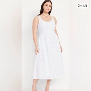 Old Navy White Eyelet Fit & Flare Midi Dress
